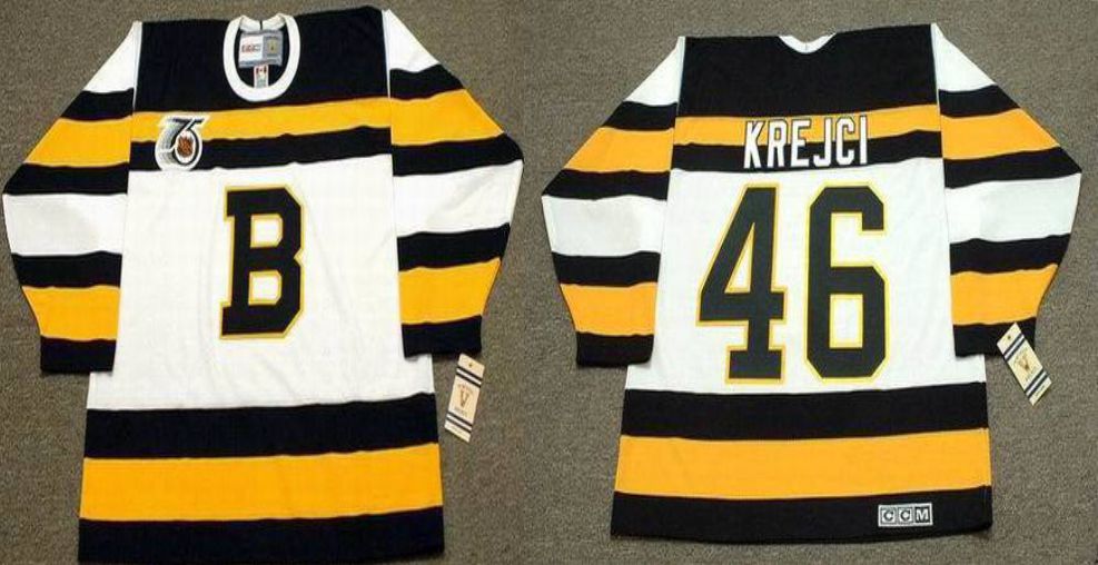 2019 Men Boston Bruins #46 Krejci White CCM NHL jerseys1->boston bruins->NHL Jersey